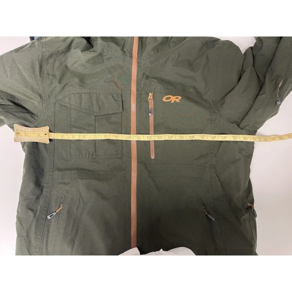 OUTDOOR RESEARCH Mens BlackPowder II Ski Jacket‎ Medium Hood Ranger Green Orange